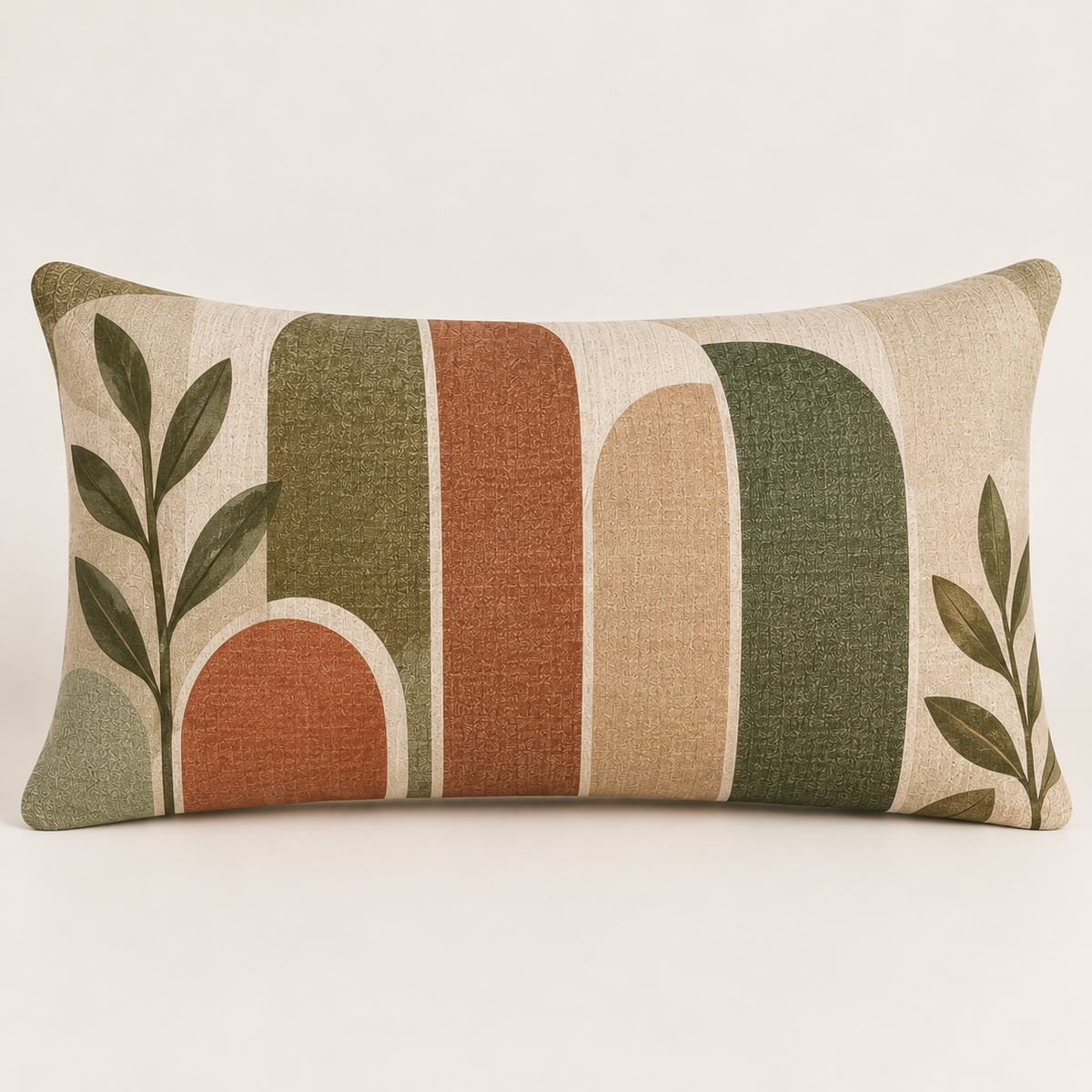Terracotta Wave Botanical Cushion