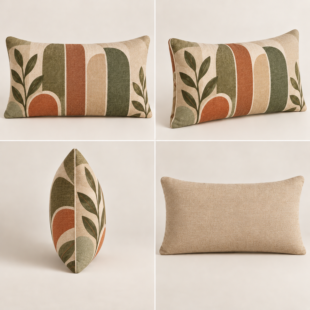 Terracotta Wave Botanical Cushion