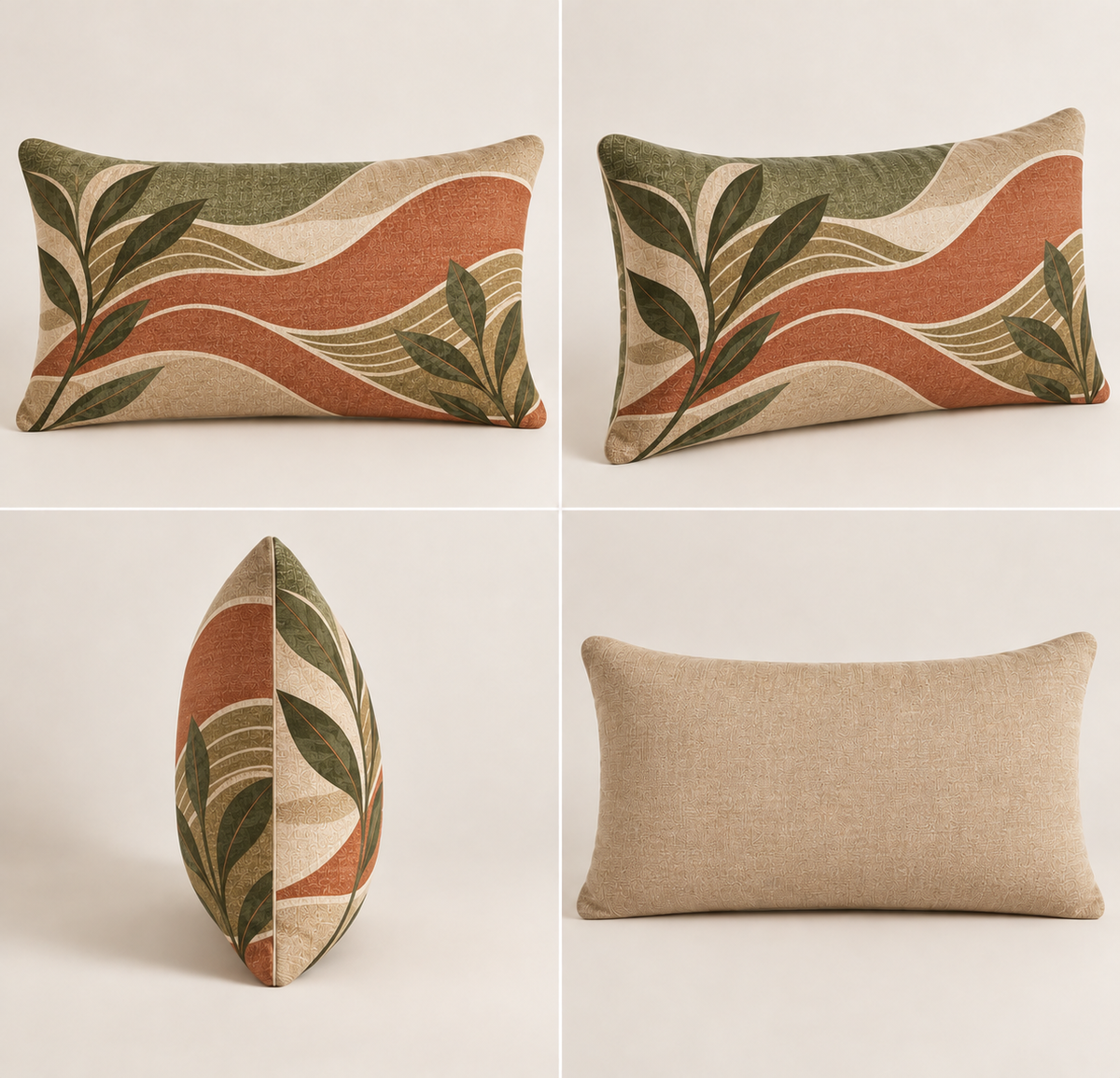 Olive Green Berry Botanical Cushion