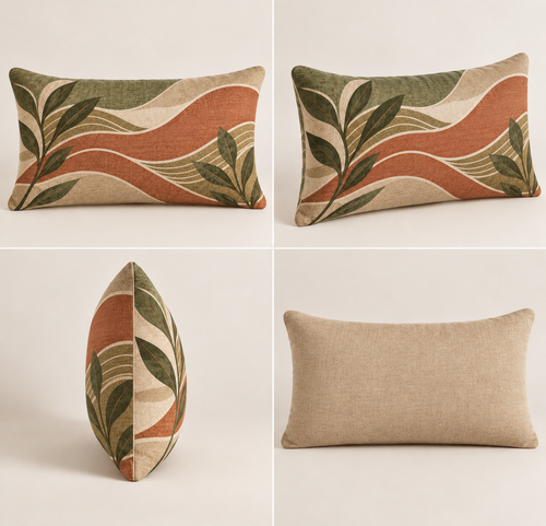 Olive Green Berry Botanical Cushion